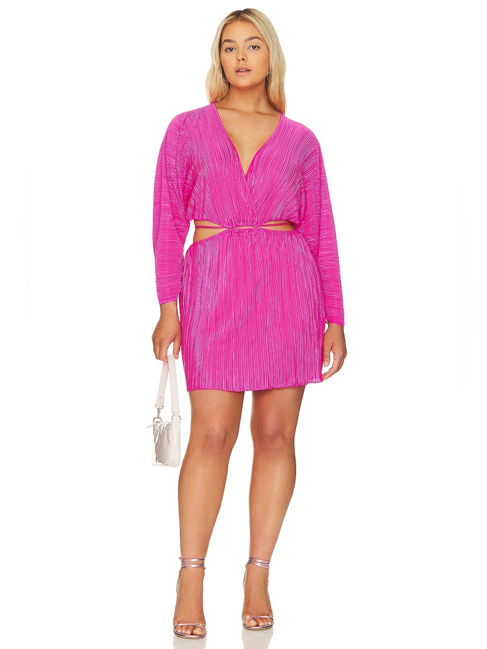 Good American Hot Pink Plisse Mini Dress